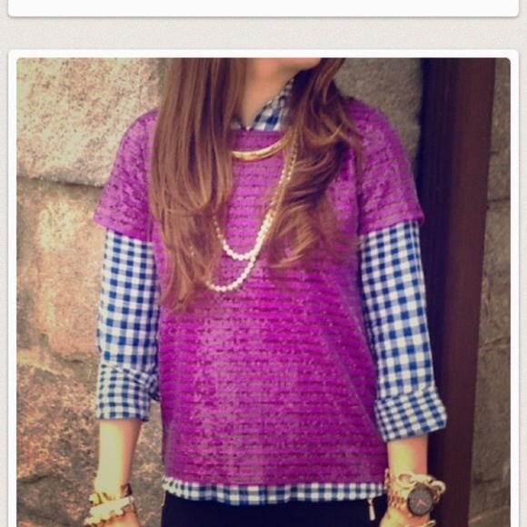 J. Crew Tops - 4 FOR $30 SALE |J Crew Purple Sequin Stripe Tee XS